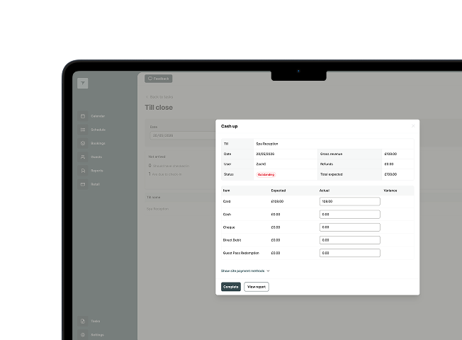 Product UI Detail Image - Till close & end of day operations